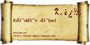 Kádár Ábel névjegykártya