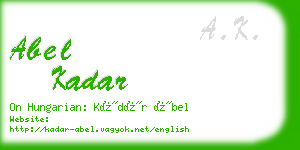abel kadar business card